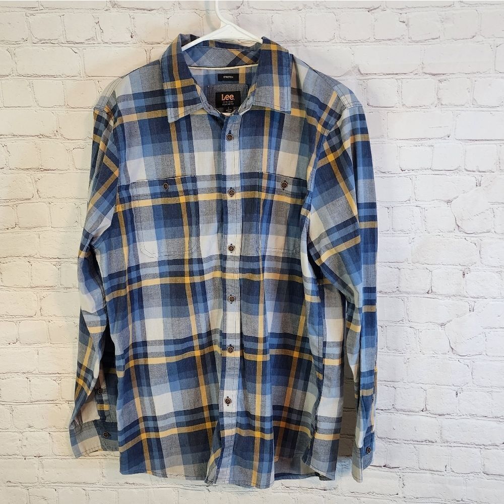 Men's Lee "Stretch" longsleeve button-down shirt, size Large